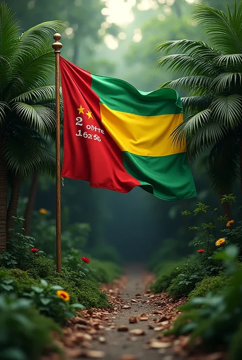 Drapeau de la Guinée-Conakry avec palmiers incrustés, 2 octobre 1958 à côté