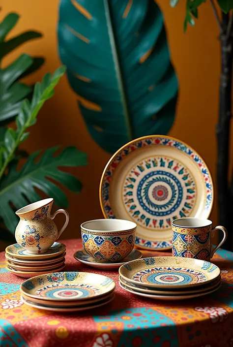 tableware decorated with Colombian culture