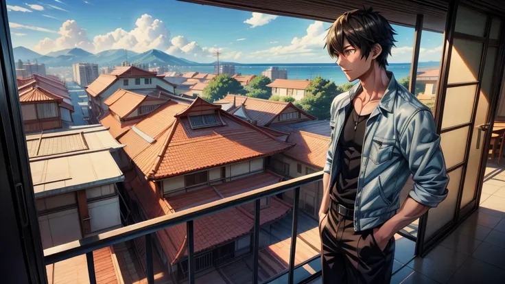 2 men male personality, Two handsome male protagonists，Anime couples meet on balconies and dormitories，It presents the style of Makoto Shinkai，These include Makoto Shinkais new work《cain kuga》、《Guviz》and collaborations with artgerm，There are also official ...