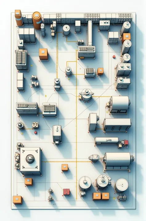 Layout of a dairy factory including the machines used in 2d form