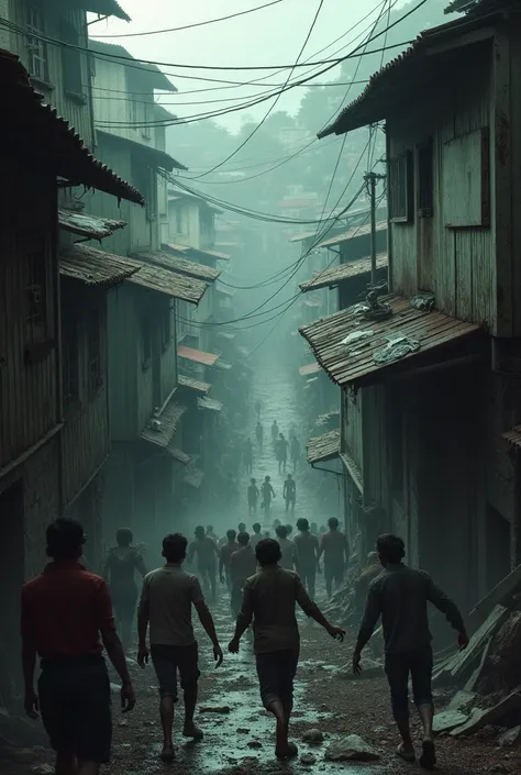 Image of Brazilian favela with zombies
