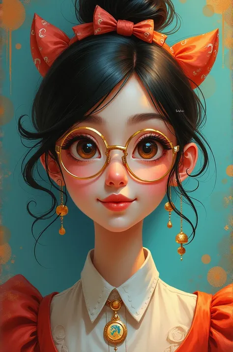 Colorful girl with a monocle 