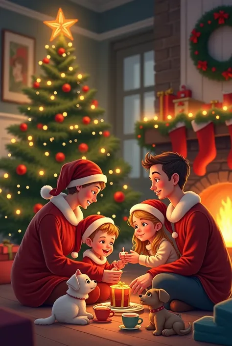 A family in a Christmas eve
