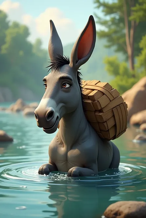 The burden was lightened

The donkey is very happy

He thought he had discovered something huge

she thought

As soon as you get into the water of the river, it seems that the burden becomes lighter

the next day

that donkey

Tired of carrying a big load ...