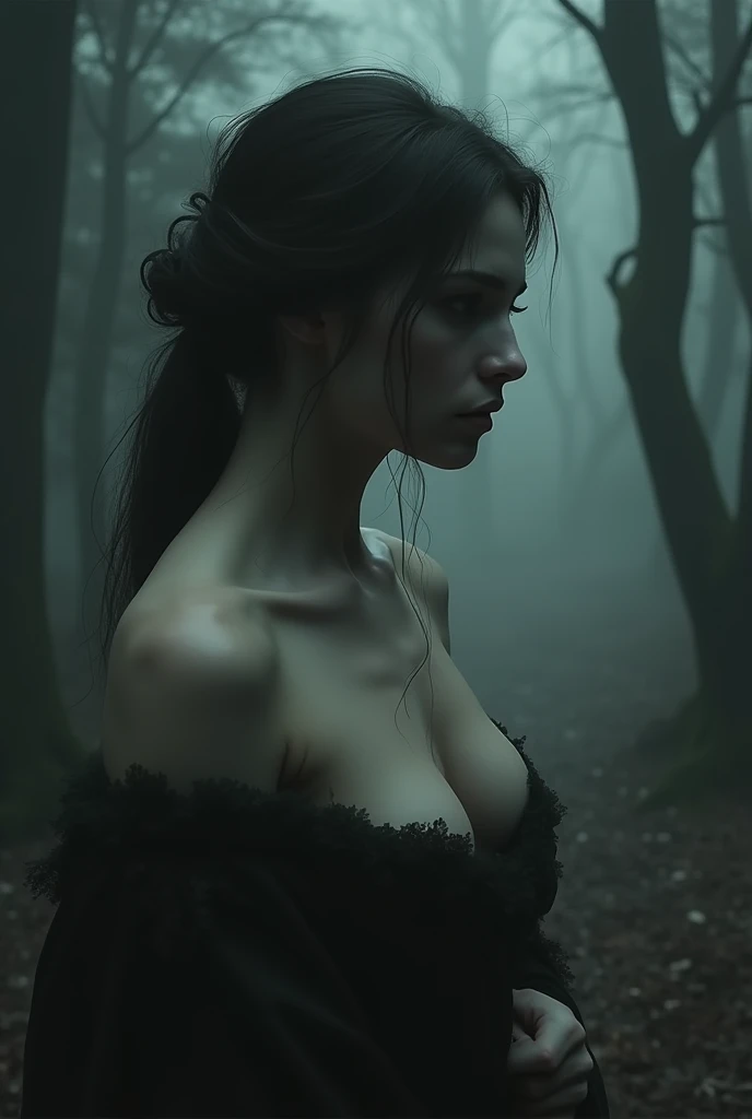 (photorealism:1.2), beautiful woman, gothic, naked
