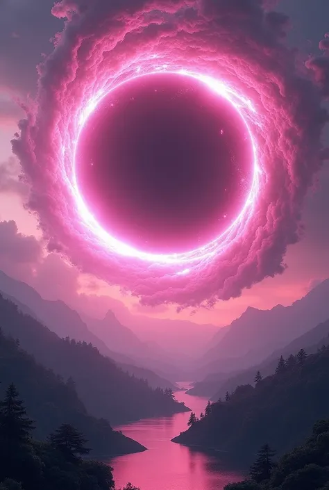 A pink blackhole in earth sky