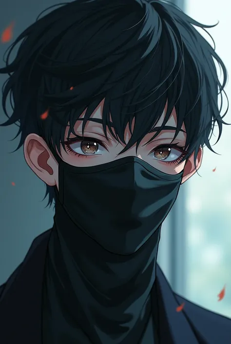 a young man anime photo and his face cover with mask