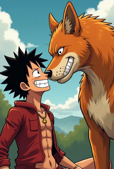 Ruffy(one piece) is licking on zoros(one piece) dick 