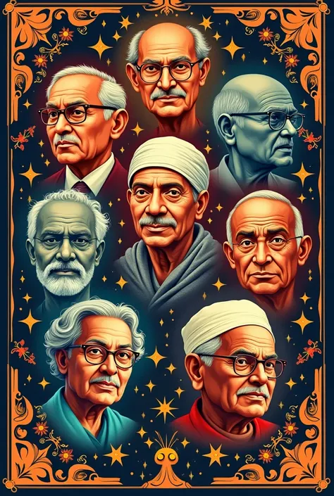 A poster on Hindi writer and poet and Hindi literature showing Hindi culture and Indian writers
