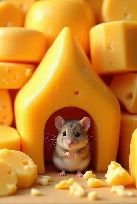 A mouse living a house made of cheese