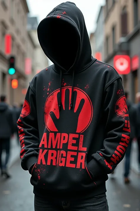 Generate an image of a hoodie with a cool design for Ampelkrieger