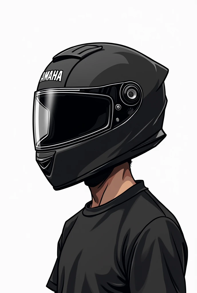 Man wearing motorcycle helmet yamaha tracer900gt black and white cartoon illustration