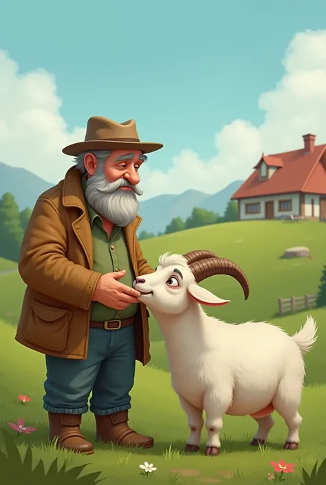 A father with a goat 