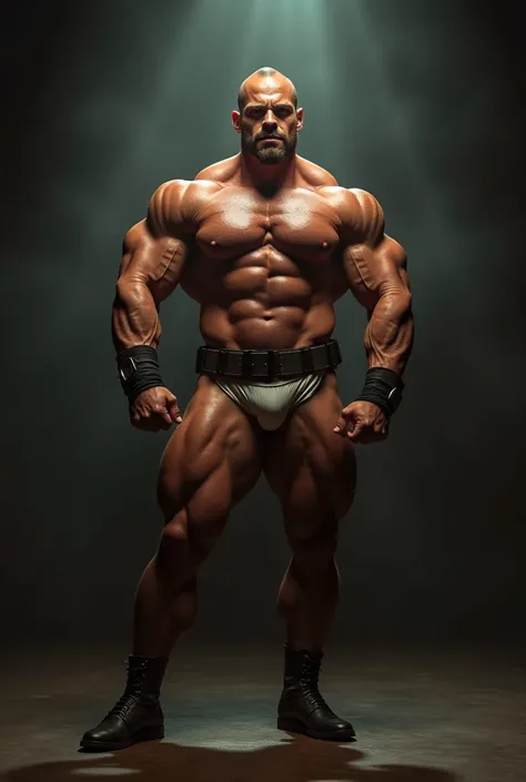 muscular male in speedo, leather harness:1.5, bondage gear:1.5, photoshoot, huge pecs, bodybuilder, ripped body, (chiseled abs:1.5), bulging muscles, highly detailed, 8k, photo-realistic, dramatic lighting, cinematic composition, moody atmosphere, arrogant...