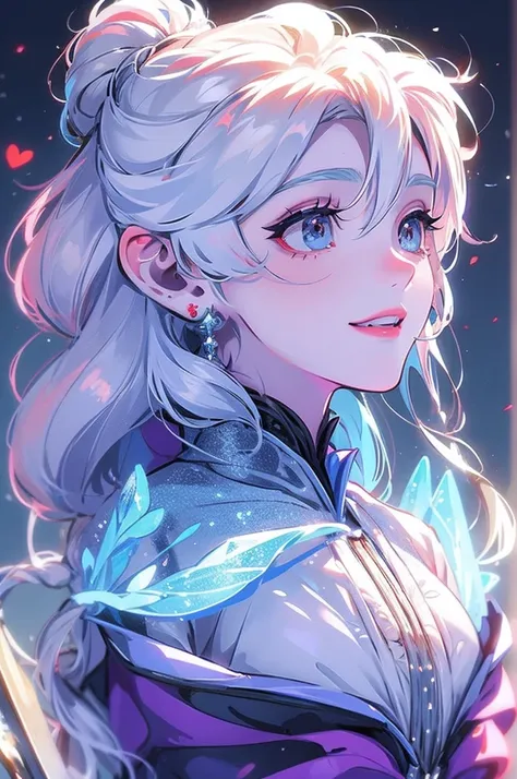 profile picture of elsa (from frozen) with vampire teeth.