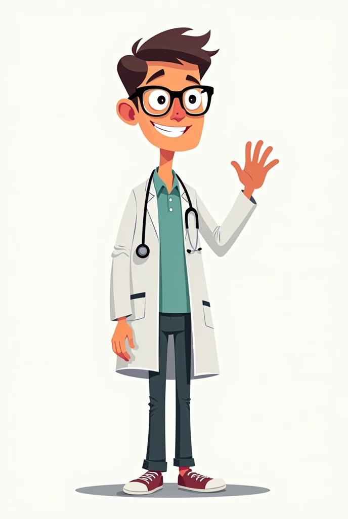 cartoon of tall thin doctor without glasses for friendly 