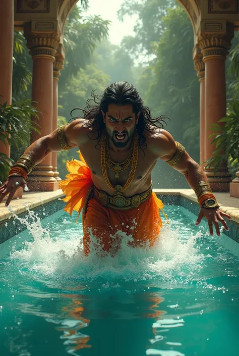 Duryodhana falls into the pool of angry expression 