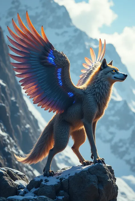 The hybrid of the wolf and eagle is a majestic and deadly creature with the body of a wolf, covered in sleek feathers, and the wings of an eagle. It can hunt both on land and in the sky, combining the keen senses and speed of both animals to become an unri...