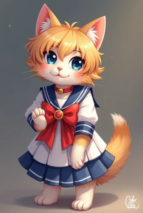 Cosplay、An anthropomorphic animal kitten  dressed as Sailor Moon