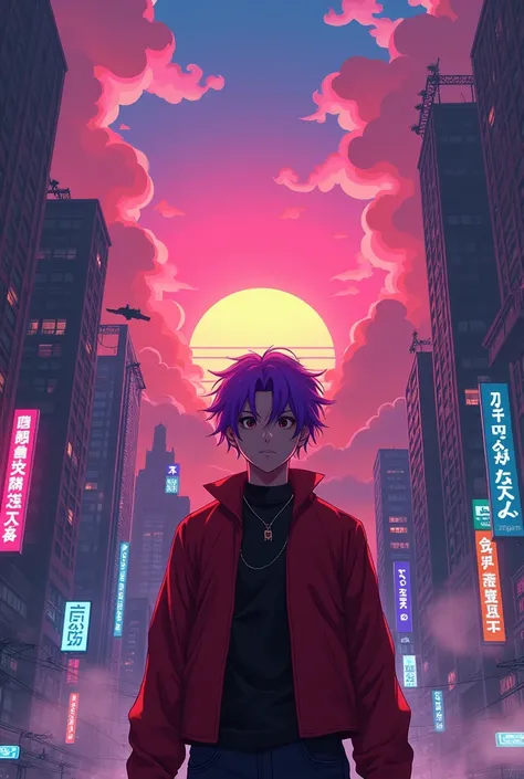 Close-up of the city with neon sunset in the background, Synthwave City, vaporwave city, Synthwave aesthetics, Neon City in the background, Background of Neo Tokyo, Neon metropolis in the background, Futuristic urban background, cyberpunk aesthetics, The c...