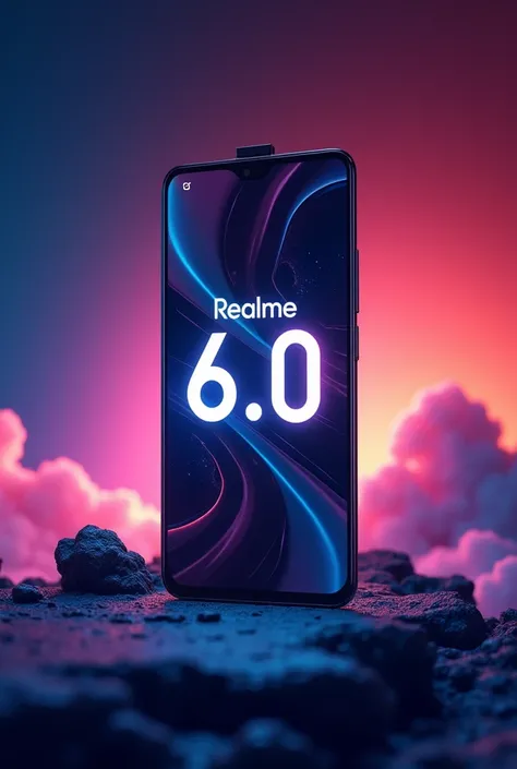 Realme UI 6.0 written in mobile attractive thumbnail 16:4 ratio for YouTube video 