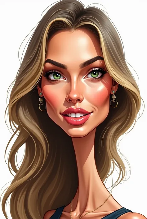 Create a detailed caricature of model Gisele Bündchen&#39;s face.