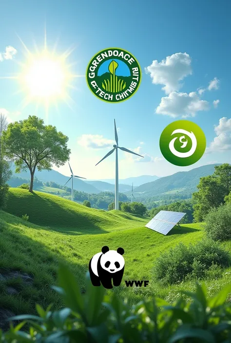 Image of the logos of the organizations mentioned (EPA: Energy Efficiency.
Greenpeace: Energy and climate change.
wwf: Nature conservation.
CONUEE (Mexico): Efficient use of energy)  with a background of nature and clean technology (SOLAR PANELS, wind turb...