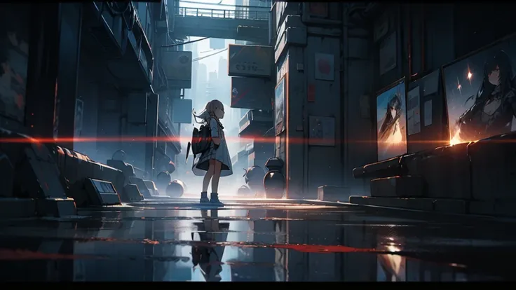 masterpiece, best quality, ultra-detailed, illustration, cinematic composition, abyss style, 1girl, solo, city,