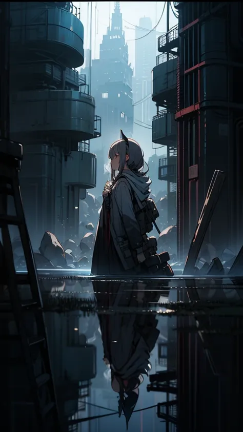 masterpiece, best quality, ultra-detailed, illustration, cinematic composition, abyss style, 1girl, solo, city,