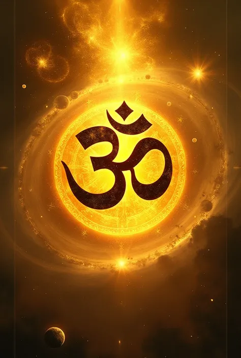 Om symbol sanskrit style universe yellow colour 