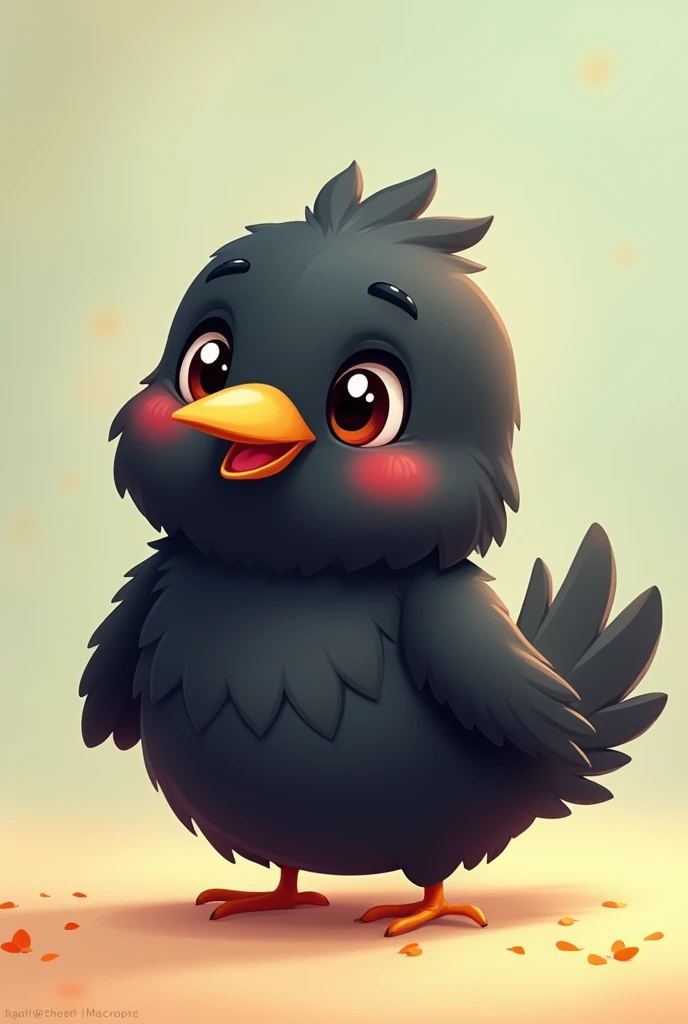 Black cute cartoon bird