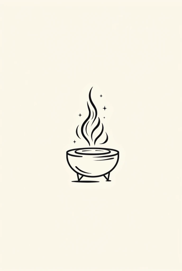 a line drawing, vector style, extremely simple, that it is a symbol, or a logo,  of a flame emerging from a cauldron