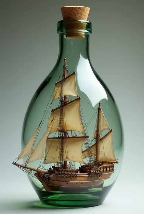 The masts and sails are specially designed to fold down flat. ( The sentence is taking the small ship that fit in a bottle )