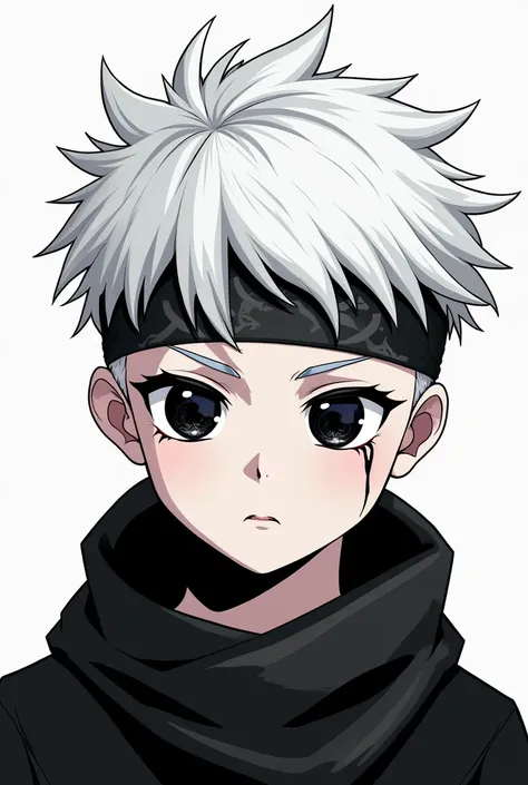 Smart hair cut white boy  white venom covered eye Black bandhej anime look 