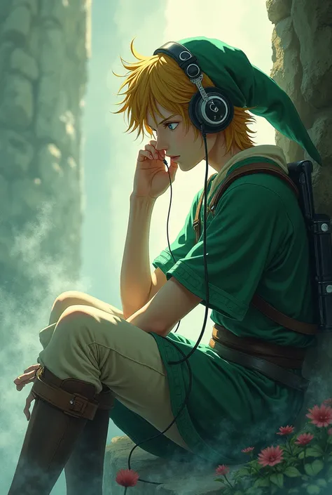 sad link in one piece style listening to music thoughtfully 