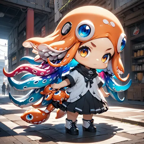 squid and squid character　front　whole body