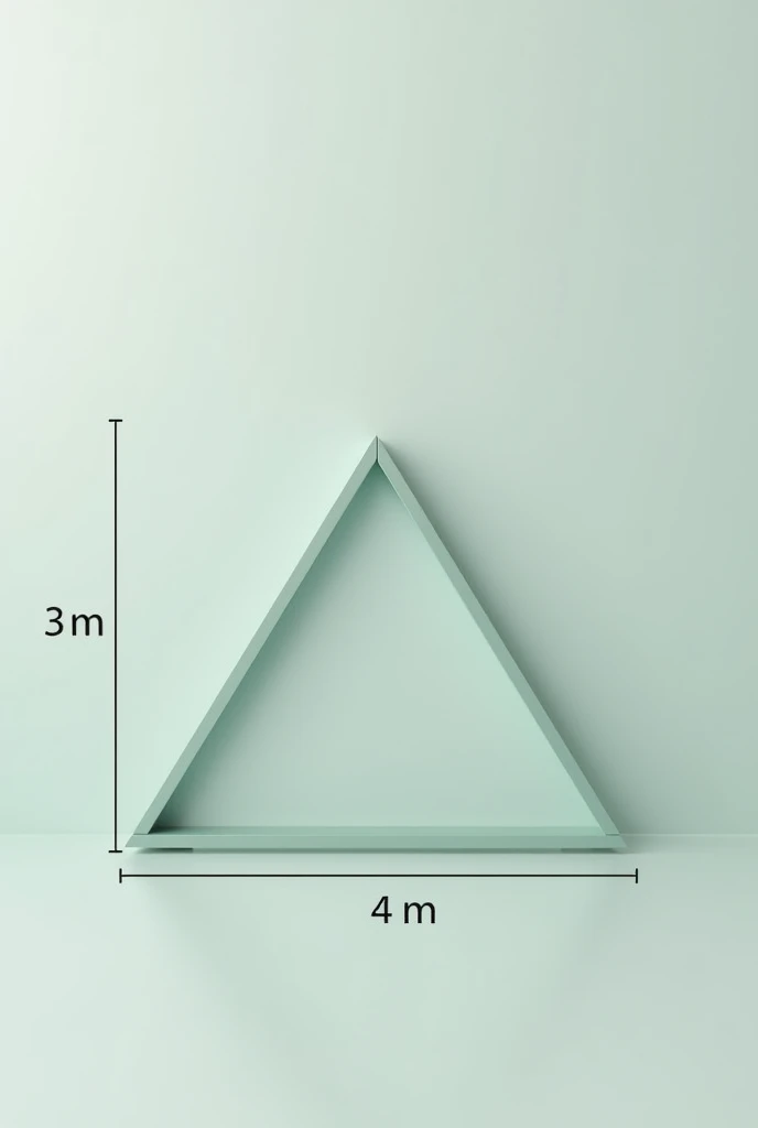 Give me a simple image of a right triangle whose legs measure 3 and 4 meters from the hypotenuse.
simple
