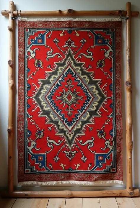 Rug displayed on frame