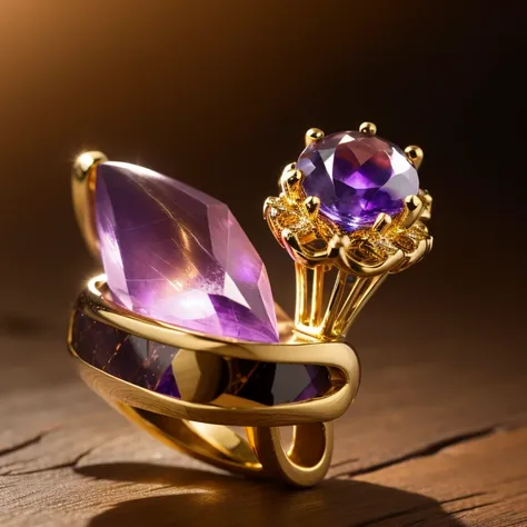 A robot crafted from polished amethyst, a purple gemstone, with small cylinders and rectangles resembling machined parts, feminine form with sensual curves, amethyst gleaming in the light, metal parts made from black onyx, 