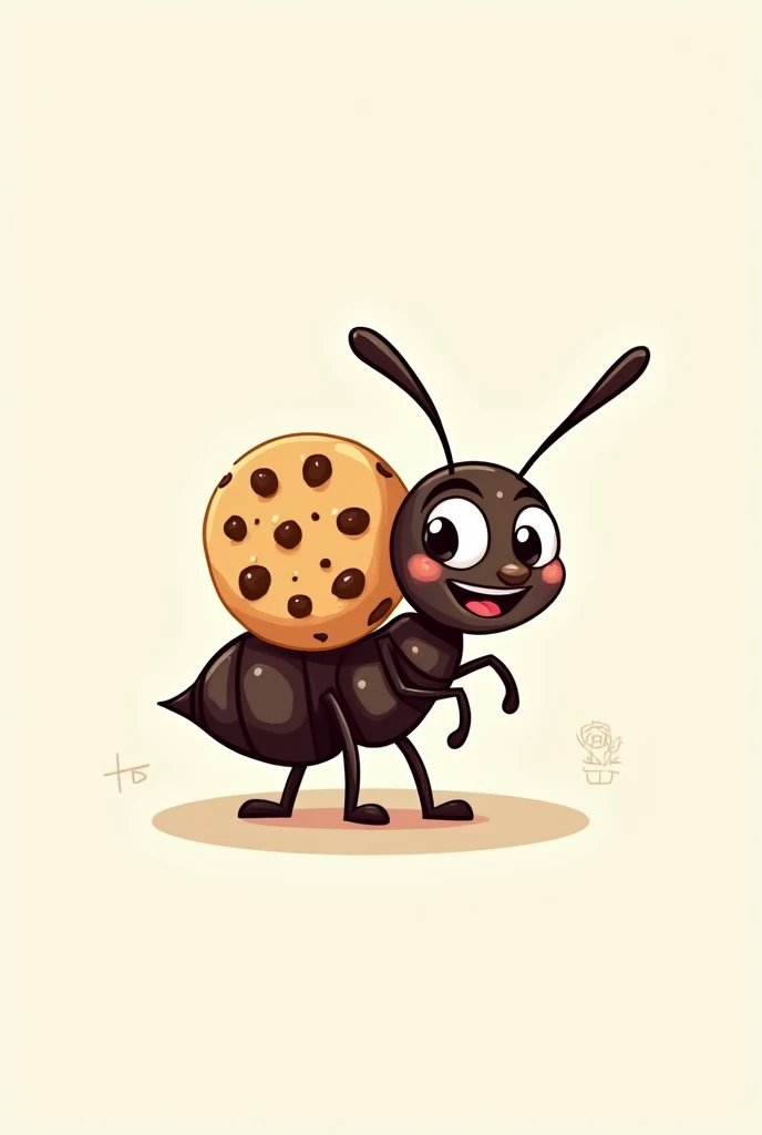 A logo for Instagram stories where an ant is smiling and holding cookies on its back. Another one in the style of the first one and without other things (stars, meal)

Just fix her face, the rest is perfect. 