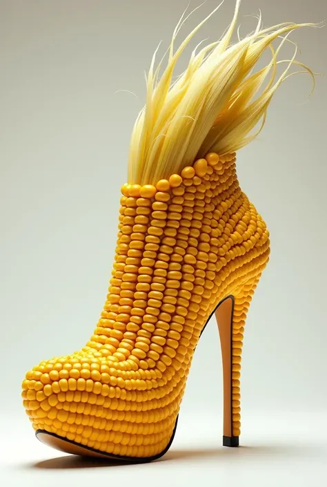 A model of heels made 100%% of corn cobs