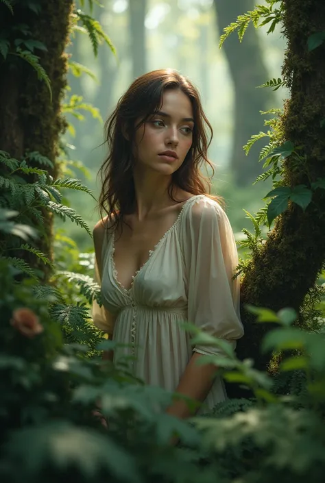 
I want to create a 98x98 image of a woman in the forest