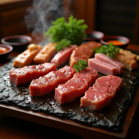 Un délicieux ensemble de yakiniku, résolution proche 8k, 