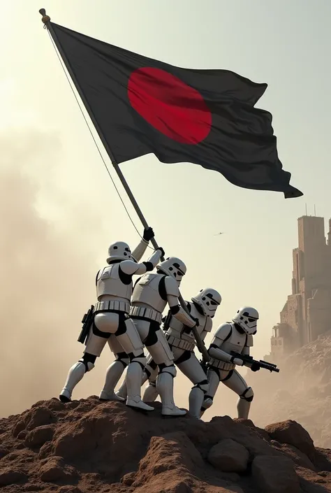 Stormtroopers rise empire rebel alliance flag, as raising flag on iwo jima photo
