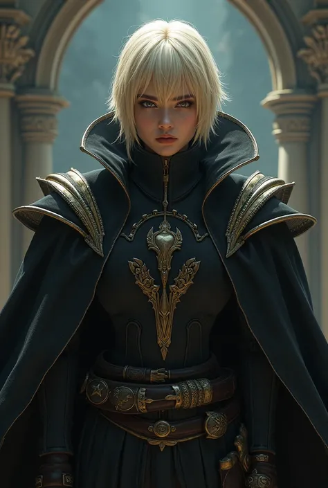 I want a character for an RPG who is blond, serious and imposing., similar to sukuna at 2