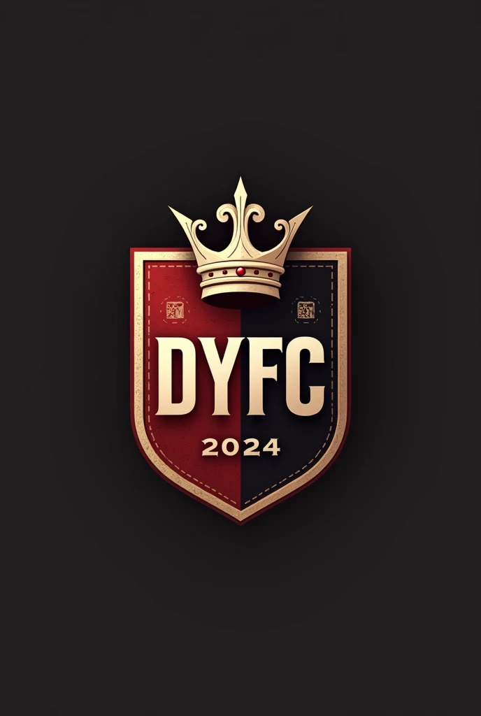 make me a logo of a football team with red and black colors, shield with a crown and the acronym DYFC and with 2024 on the logo, the year in which the team was created. Do something not so exciting, more realistic but not simple and without stars