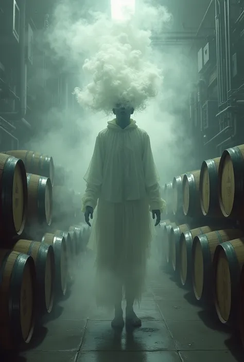 Environmental character representing air pollution in a wine factory