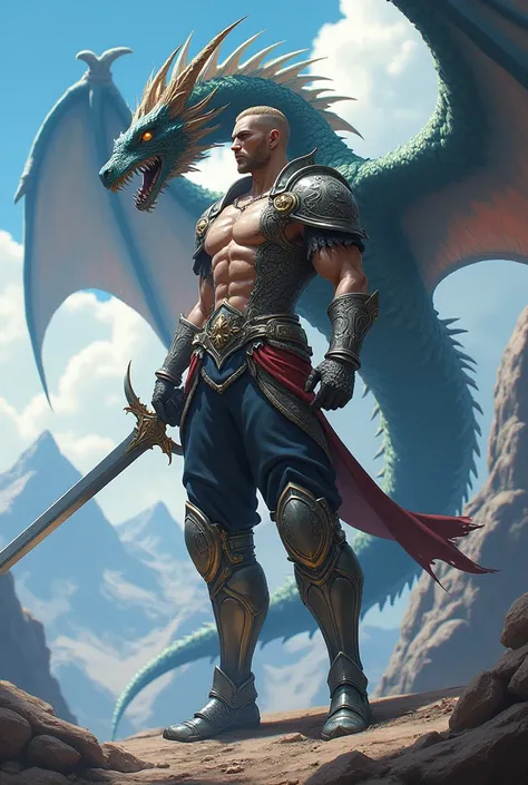 anime - style illustration of a man with a dragon on his back, epic anime fantasy, epic anime style, by Yang J, anime epic artwork, dragon knight, epic fantasy art style, human and dragon fusion, advanced digital anime art ”, anime fantasy illustration, ba...