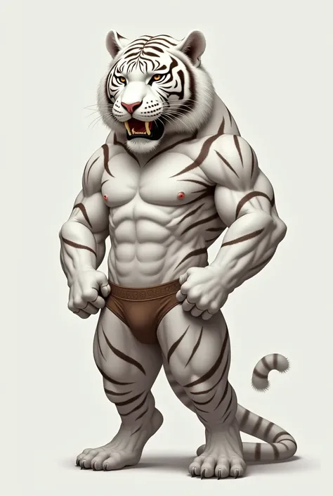 Very cute white tiger with thick legs and sexy underwear 