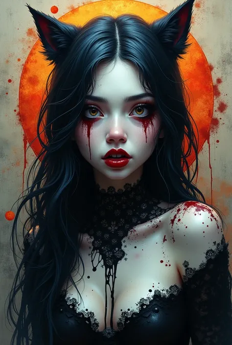 splash art, a quirky liquid portrait of a hauntingly beautiful dark werewolf woman, splash style of paint, Pixar style, Halloween colors, hyper detailed intricately detailed, fantastical, intricate detail, splash screen, liquid, gooey, slime, splashy, fant...